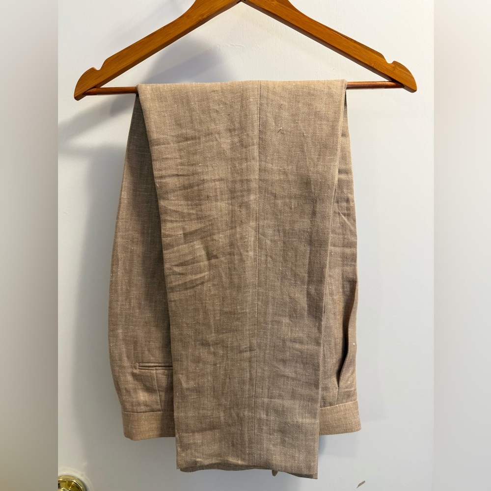 Spier and Mackay Wheat High Rise Linen Trousers Size 34 Slim Inseam 29.5” - Picture 3 of 4